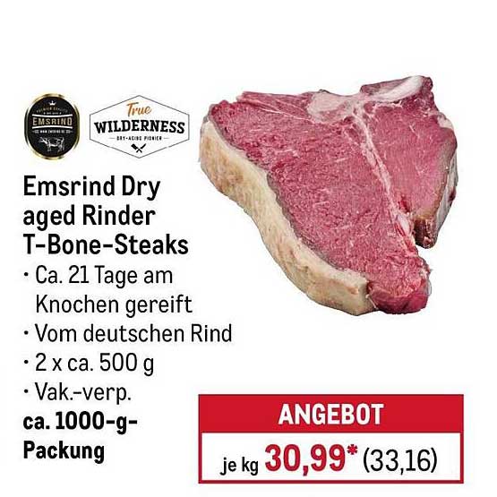 Emsrind Dry aged Rinder T-Bone-Steaks