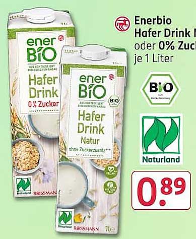 Enerbio Hafer Drink Natur oder 0% Zucker, je 1 Liter