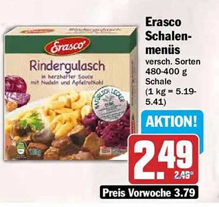Erasco Schalen-menüs versch. Sorten 480-400 g Schale
