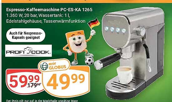 Espresso-Kaffeemaschine PC-ES-KA 1265
