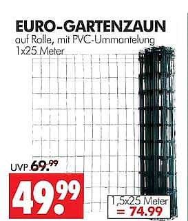 EURO-GARTENZAUN auf Rolle, mit PVC-Ummantelung 1x25 Meter