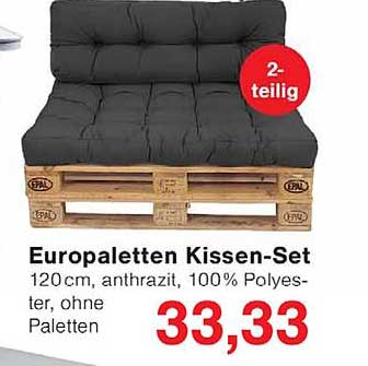 Europaletten Kissen-Set 120cm, anthrazit, 100% Polyester, ohne Paletten