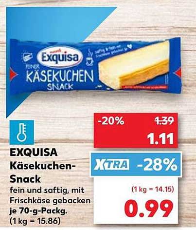 EXQUISA Käsekuchen-Snack fein und saftig, mit Frischkäse gebacken je 70-g-Packg. (1 kg = 15.86)