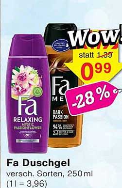 Fa Duschgel versch. Sorten, 250 ml (1 l = 3,96)