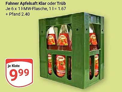 Fahner Apfelsaft Klar oder Trüb