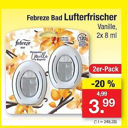 Febreze Bad Lufterfrischer Vanille, 2x 8 ml