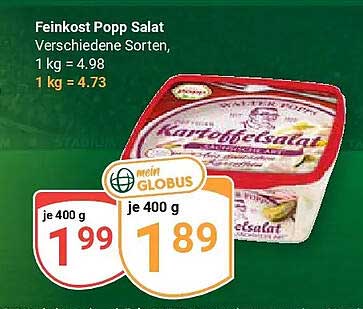 Feinkost Popp Salat Verschiedene Sorten