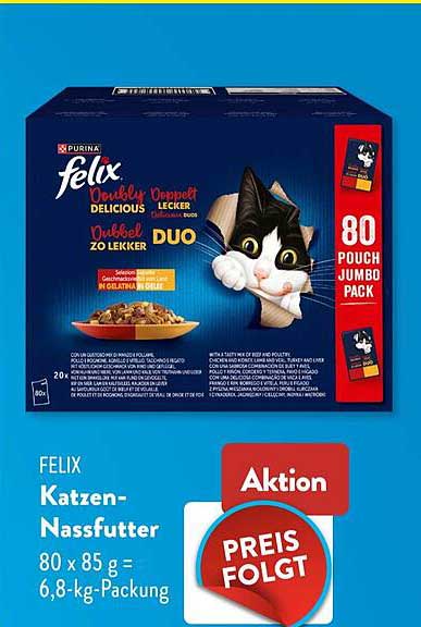 FELIX Katzen-Nassfutter 80 x 85 g = 6,8-kg-Packung