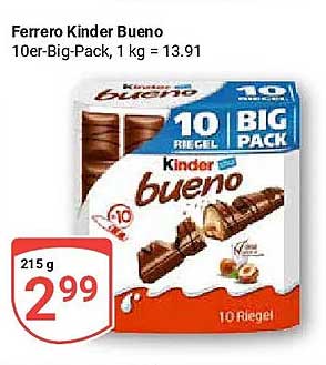Ferrero Kinder Bueno 10er-Big-Pack, 1 kg = 13.91
