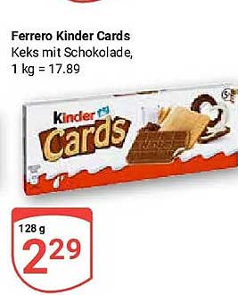 Ferrero Kinder Cards Keksmilch Schokolade