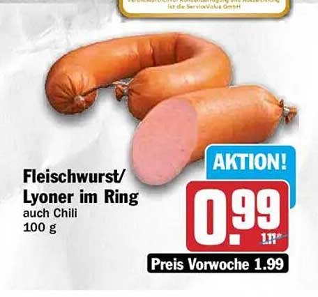 Fleischwurst/ Lyoner im Ring auch Chili 100 g