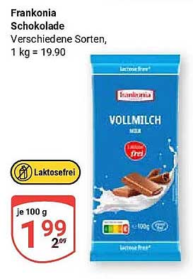 Frankonia Schokolade Verschiedene Sorten, 1 kg = 19.90