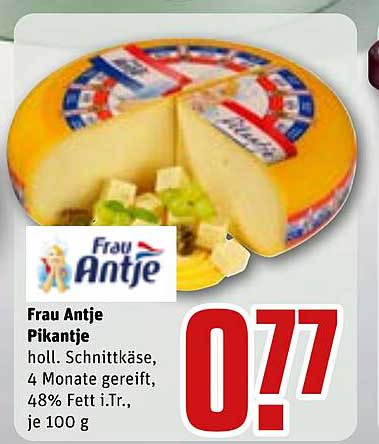 Frau Antje Pikantje holl. Schnittkäse, 4 Monate gereift, 48% Fett i.Tr., je 100 g