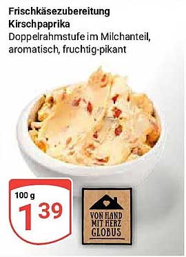 Frischkäsezubereitung Kirschpaprika Doppelrahmstufe im Milchanteil, aromatisch, fruchtig-pikant