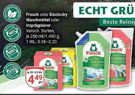 Frosch oder Bionicdry Waschmittel oder Imprägnierer