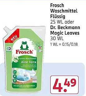 Frosch Waschmittel Flüssig 25 WL oder Dr. Beckmann Magic Leaves 30 WL