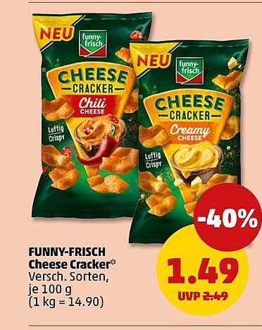 FUNNY-FRISCH Cheese Cracker* Versch. Sorten, je 100 g (1 kg = 14.90)