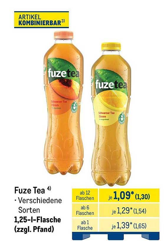 Fuze Tea • Verschiedene Sorten 1,25-l-Flasche (zzgl. Pfand)