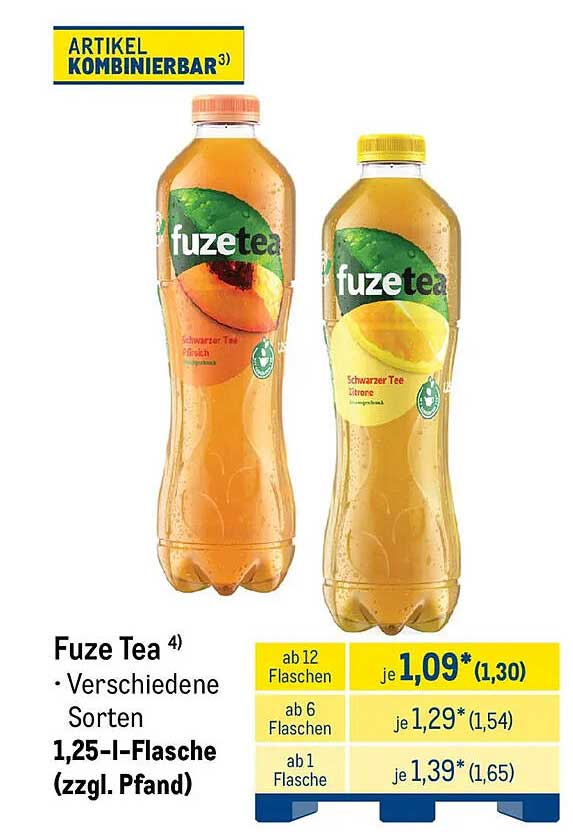 Fuze Tea • Verschiedene Sorten 1,25-l-Flasche (zzgl. Pfand)