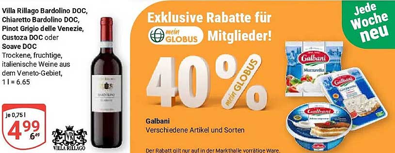 Galbani Verschiedene Artikel und Sorten