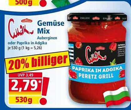 Gemüse Mix Auberginen oder Paprika in Adgika je 530 g (1 kg = 5,26)