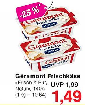 Géramont Frischkäse »Frisch & Pur, Natur«, 140 g