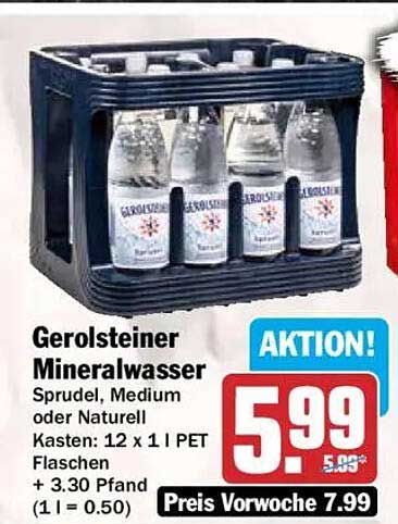 Gerolsteiner Mineralwasser Sprudel, Medium oder Naturell
