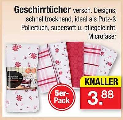 Geschirrtücher versch. Designs, schnell trocknend, ideal als Putz- & Poliertuch, super soft u. pflegeleicht, Microfaser
