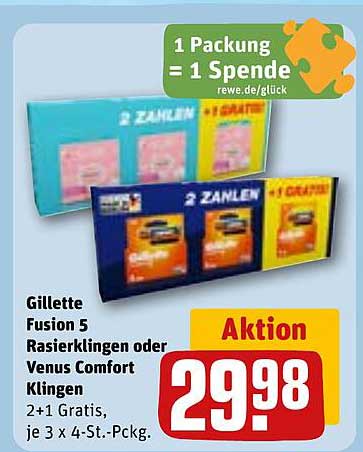 Gillette Fusion 5 Rasierklingen oder Venus Comfort Klingen