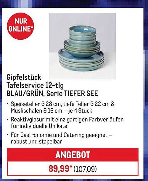 Gipfelstück Tafelservice 12-tlg BLAU/GRÜN, Serie TIEFER SEE
