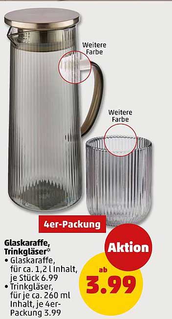 Glaskaraffe, Trinkgläser