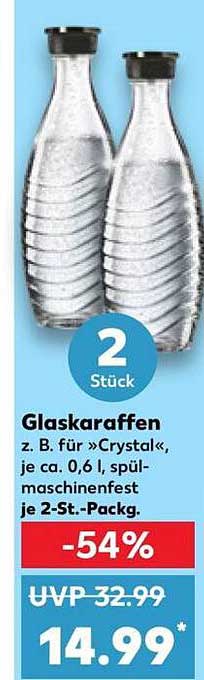 Glaskaraffen z. B. für »Crystal«, je ca. 0,6 l, spülmaschinenfest je 2-St.-Packg.