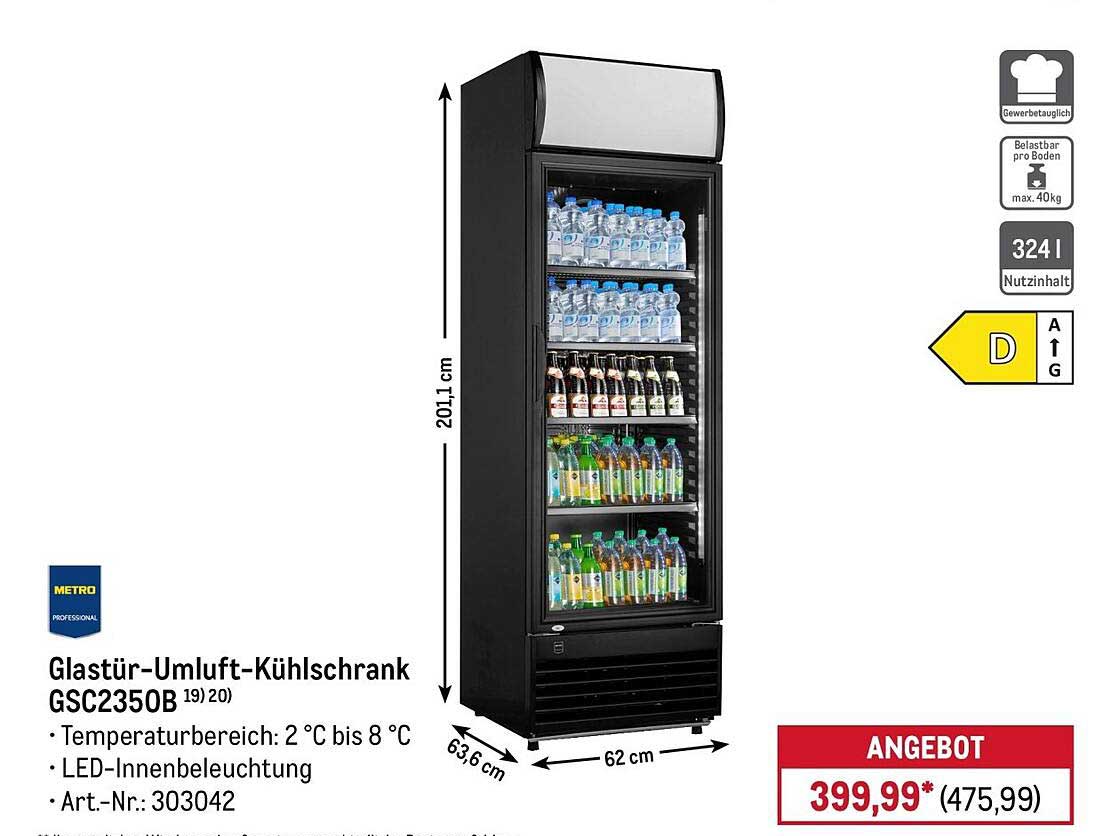 Glastür-Umluft-Kühlschrank GSC2350B