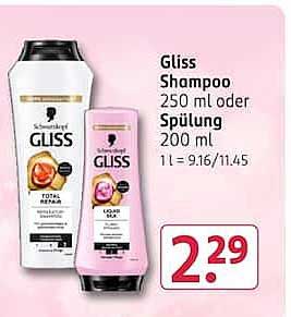 Gliss Shampoo 250 ml oder Spülung 200 ml