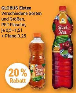 GLOBUS Eistee Verschiedene Sorten und Größen, PET-Flasche, je 0,5–1,5 l + Pfand 0.25