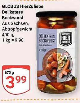 Globus HierZuliebe Delikatess Bockwurst