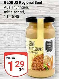 GLOBUS Regional Senf Aus Thüringen, mittelscharf, 1 l = 6.45