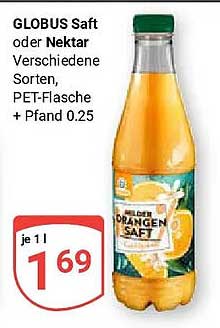 GLOBUS Saft oder Nektar Verschiedene Sorten, PET-Flasche + Pfand 0.25
