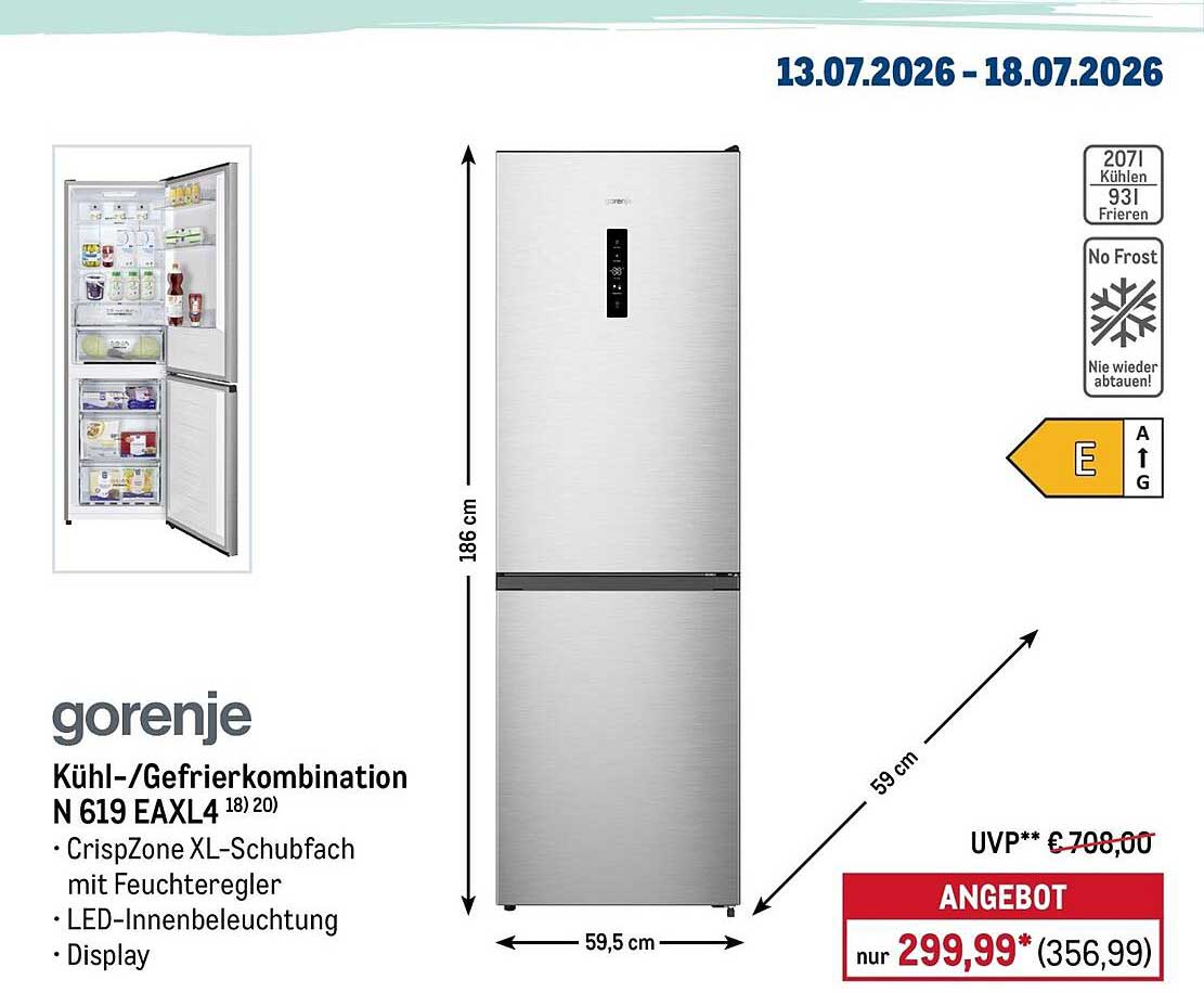 gorenje Kühl-/Gefrierkombination N 619 EAXL4