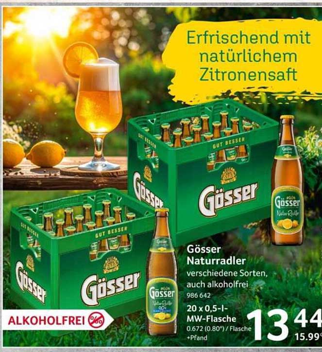 Gösser Naturradler verschiedene Sorten, auch alkoholfrei