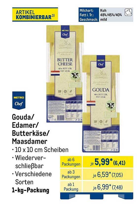 Gouda/Edamer/Butterkäse/Maasdamer