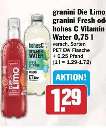 granini Die Limo granini Fresh oder hohes C Vitamin Water 0,75 l