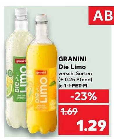 GRANINI Die Limo versch. Sorten (+ 0.25 Pfand) je 1-L-PET-Fl.