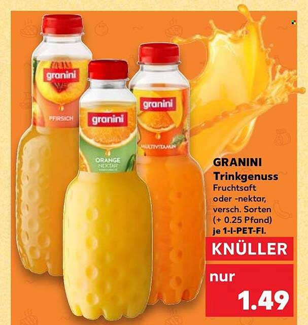 GRANINI Trinkgenuss Fruchtsaft oder -nektar, versch. Sorten (+ 0,25 Pfand) je 1-L-PET-Fl.