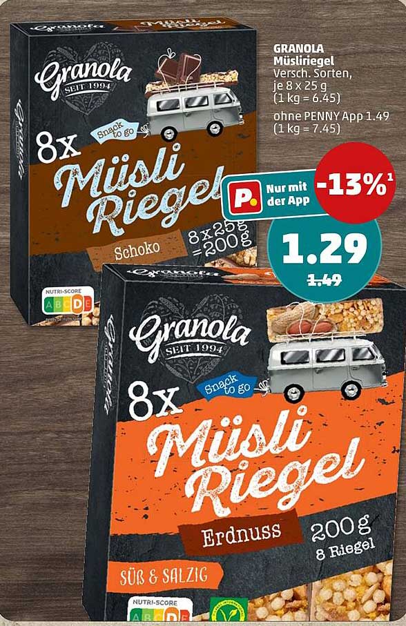 GRANOLA Müsliriegel Versch. Sorten, je 8 x 25 g