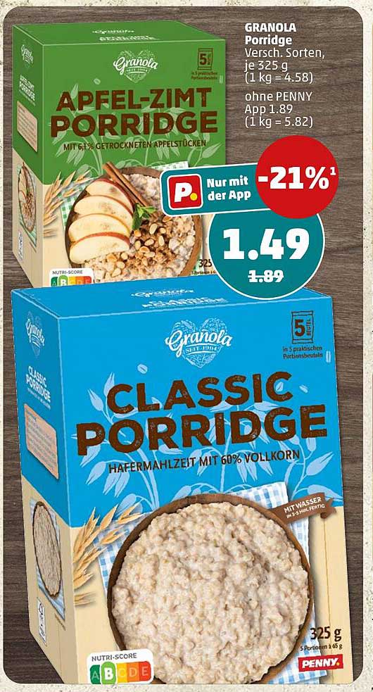 GRANOLA Porridge Versch. Sorten, je 325 g