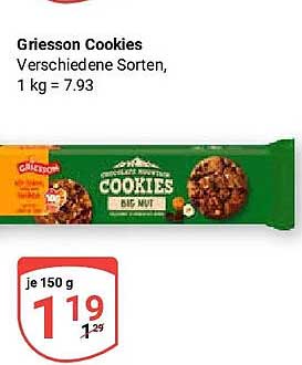 Griesson Cookies Verschiedene Sorten, 1 kg = 7.93