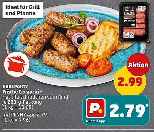 GRILLPARTY Frische Cevapcici* Hackfleischröllchen vom Rind, je 280-g-Packung