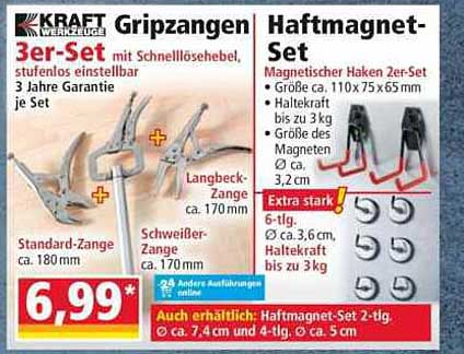 Gripzangen 3er-Set mit Schnelllösehebel, stufenlos einstellbar 3 Jahre Garantie je Set