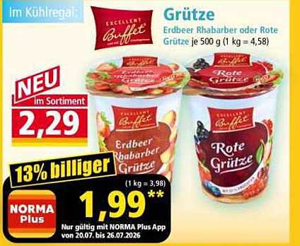 Grütze Erdbeer Rhabarber oder Rote Grütze je 500 g (1 kg = 4,58)
